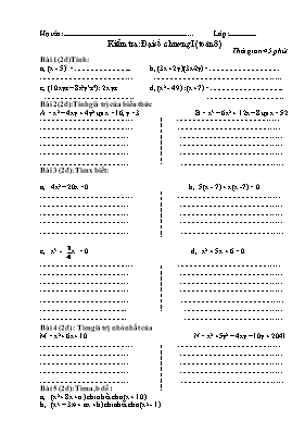 Kiểm tra Đại số chương I (môn toán 8)